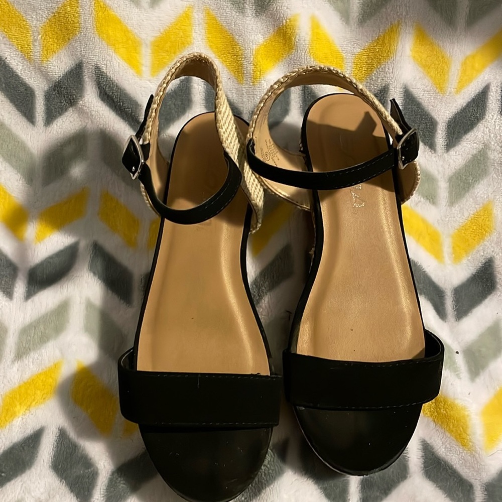 Girls size 1M wedge sandals. Worn one time indoors.